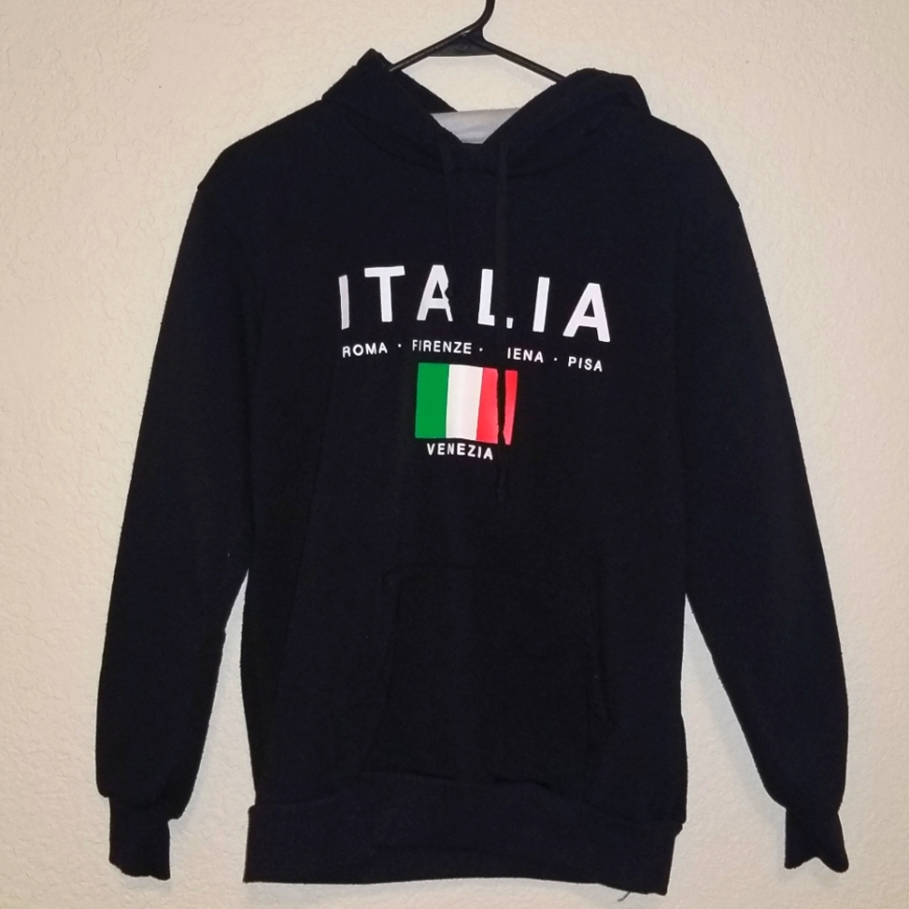 Cozy, black, sweatshirt, with Italian flag